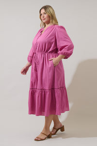 Harmy Drawstring Midi Dress Curve