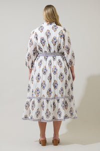 Rennie Floral Darny Long Sleeve Midi Dress Curve