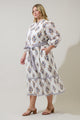 Rennie Floral Darny Long Sleeve Midi Dress Curve