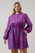 Ivani Abstract Luzma Drawstring Mini Dress Curve