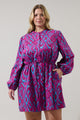 Ivani Abstract Luzma Drawstring Mini Dress Curve