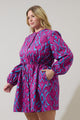 Ivani Abstract Luzma Drawstring Mini Dress Curve