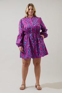Ivani Abstract Luzma Drawstring Mini Dress Curve