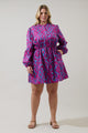 Ivani Abstract Luzma Drawstring Mini Dress Curve