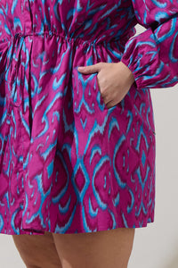 Ivani Abstract Luzma Drawstring Mini Dress Curve