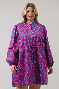 Ivani Abstract Luzma Drawstring Mini Dress Curve