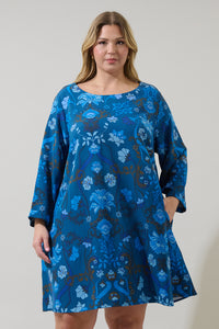 Palmate Floral Lonna Shift Mini Dress Curve
