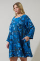 Palmate Floral Lonna Shift Mini Dress Curve
