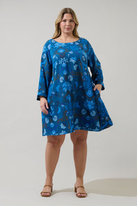 Palmate Floral Lonna Shift Mini Dress Curve