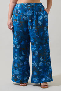 Palmate Floral Pluma Wide Leg Pants Curve