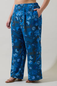Palmate Floral Pluma Wide Leg Pants Curve