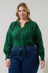 Benti Abstract Weylin Split Neck Tassel Blouse Curve