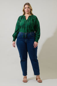 Benti Abstract Weylin Split Neck Tassel Blouse Curve
