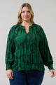 Benti Abstract Weylin Split Neck Tassel Blouse Curve