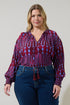 Ramsay Abstract Weylin Split Neck Tassel Blouse Curve