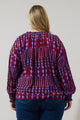 Ramsay Abstract Weylin Split Neck Tassel Blouse Curve
