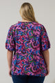 Valier Floral Bluebay Puff Sleeve Blouse Curve