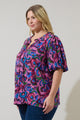 Valier Floral Bluebay Puff Sleeve Blouse Curve