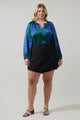 Busbee Floral Alcazar Raglan Sleeve Satin Blouse Curve