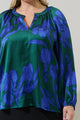 Busbee Floral Alcazar Raglan Sleeve Satin Blouse Curve