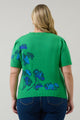 Kersey Floral Pleated Short Sleeve Sweater Top Curve