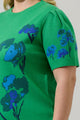 Kersey Floral Pleated Short Sleeve Sweater Top Curve