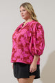Craney Floral Cheney Split Neck Top Curve