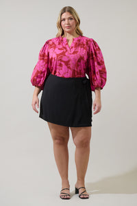 Craney Floral Cheney Split Neck Top Curve