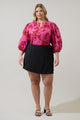 Craney Floral Cheney Split Neck Top Curve
