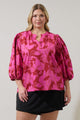 Craney Floral Cheney Split Neck Top Curve