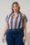 Evabelle Stripe Poly Smocked Top Curve