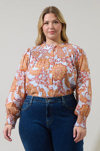 Siany Floral Debory Smocked Top Curve