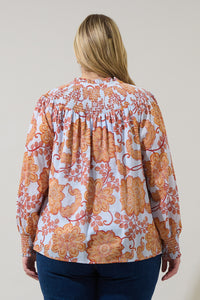 Siany Floral Debory Smocked Top Curve