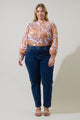 Siany Floral Debory Smocked Top Curve