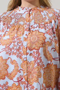 Siany Floral Debory Smocked Top Curve