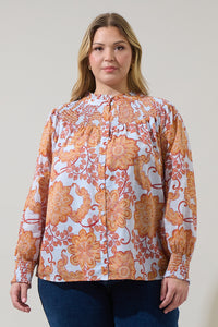 Siany Floral Debory Smocked Top Curve
