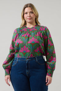 Evanna Floral Noehmi Long Sleeve Top Curve
