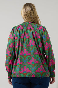 Evanna Floral Noehmi Long Sleeve Top Curve