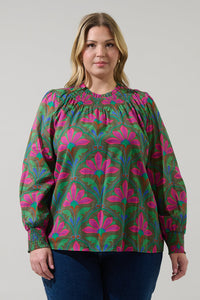 Evanna Floral Noehmi Long Sleeve Top Curve