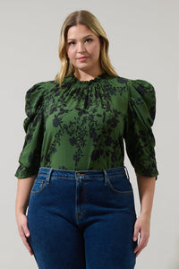 Tindrie Floral Drape Sleeve Top Curve