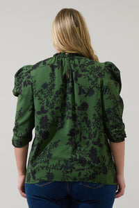 Tindrie Floral Drape Sleeve Top Curve