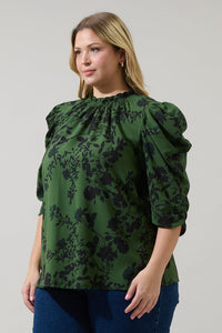 Tindrie Floral Drape Sleeve Top Curve