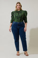 Tindrie Floral Drape Sleeve Top Curve