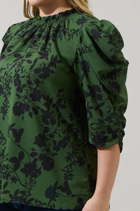 Tindrie Floral Drape Sleeve Top Curve