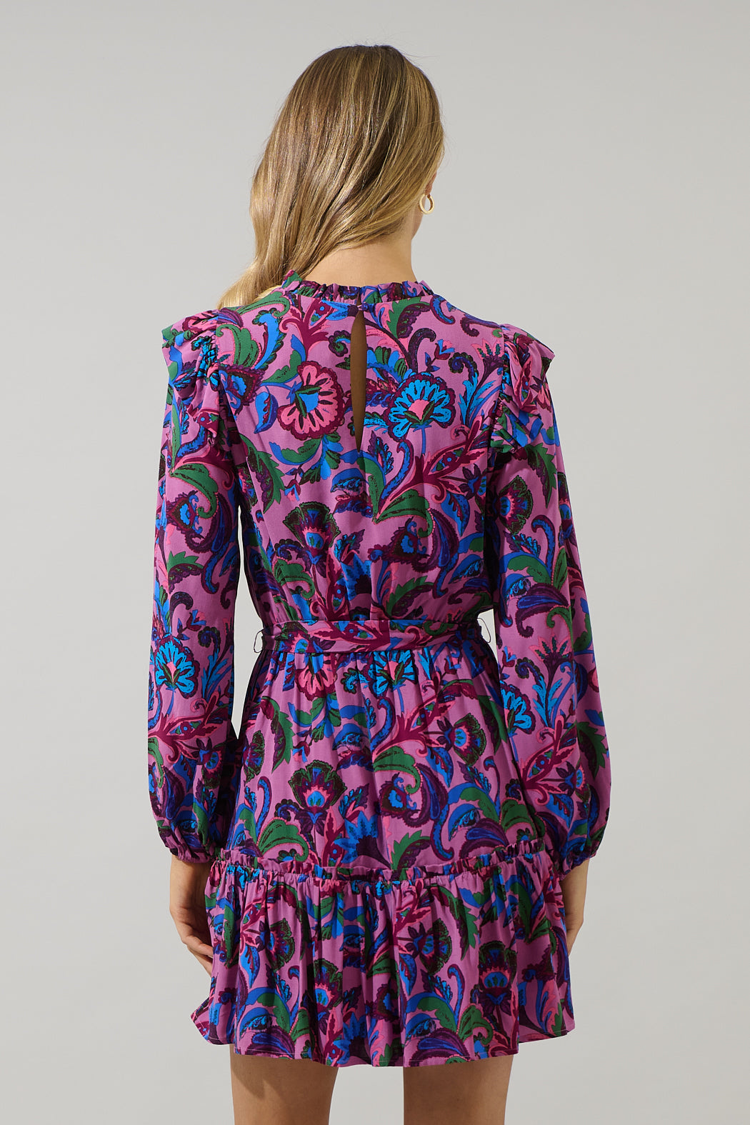 Valier Floral Balloon Sleeve Blouson Dress MAUVE-MULTI / XS by Sugarlips Valier Floral Balloon Sleeve Blouson Dress MAUVE-MULTI / XS by Sugarlips