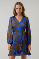 Krista Abstract Mini Wrap Dress