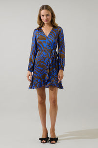 Krista Abstract Mini Wrap Dress