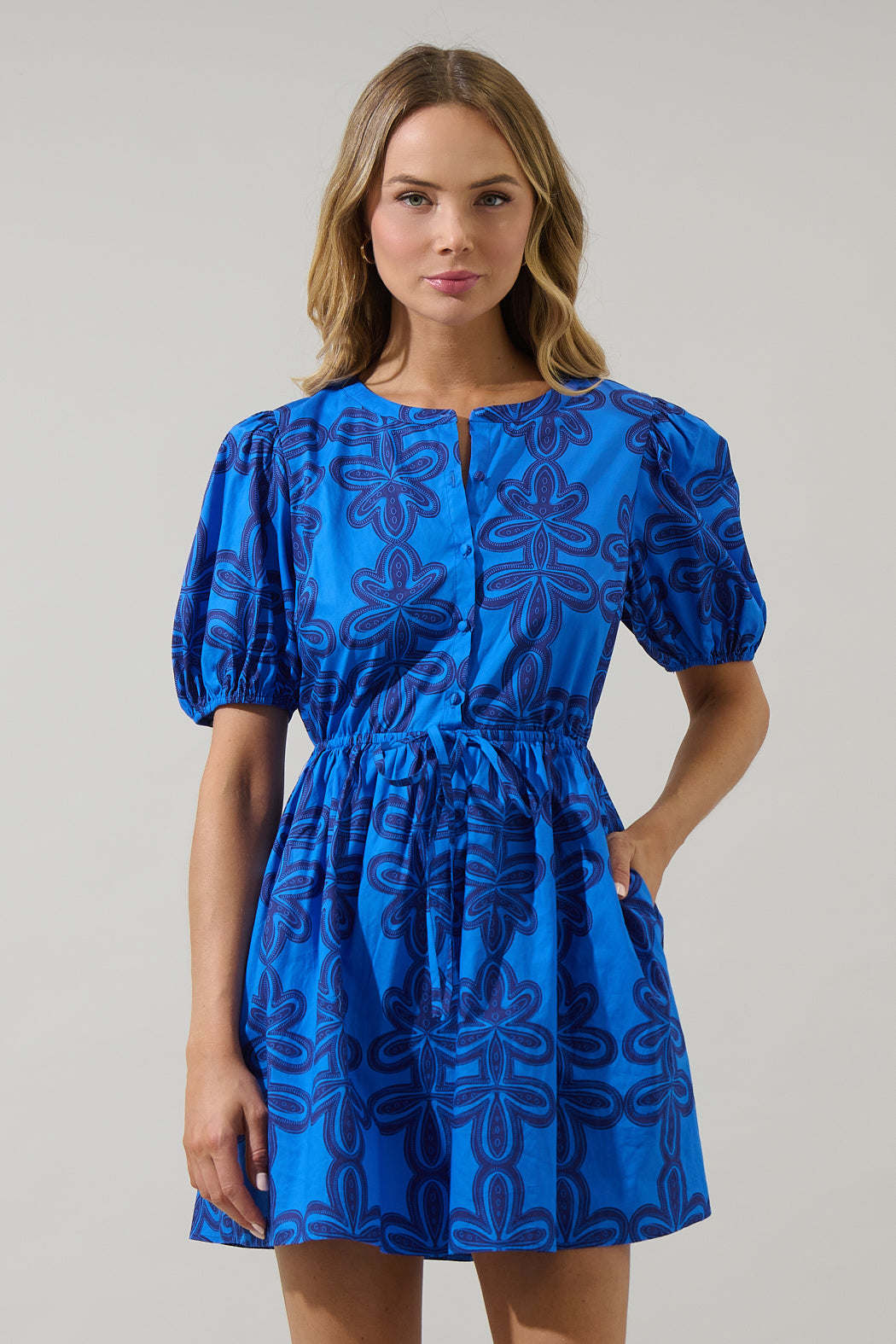 Romery Abstract Alba Puff Sleeve Mini Dress – Sugarlips