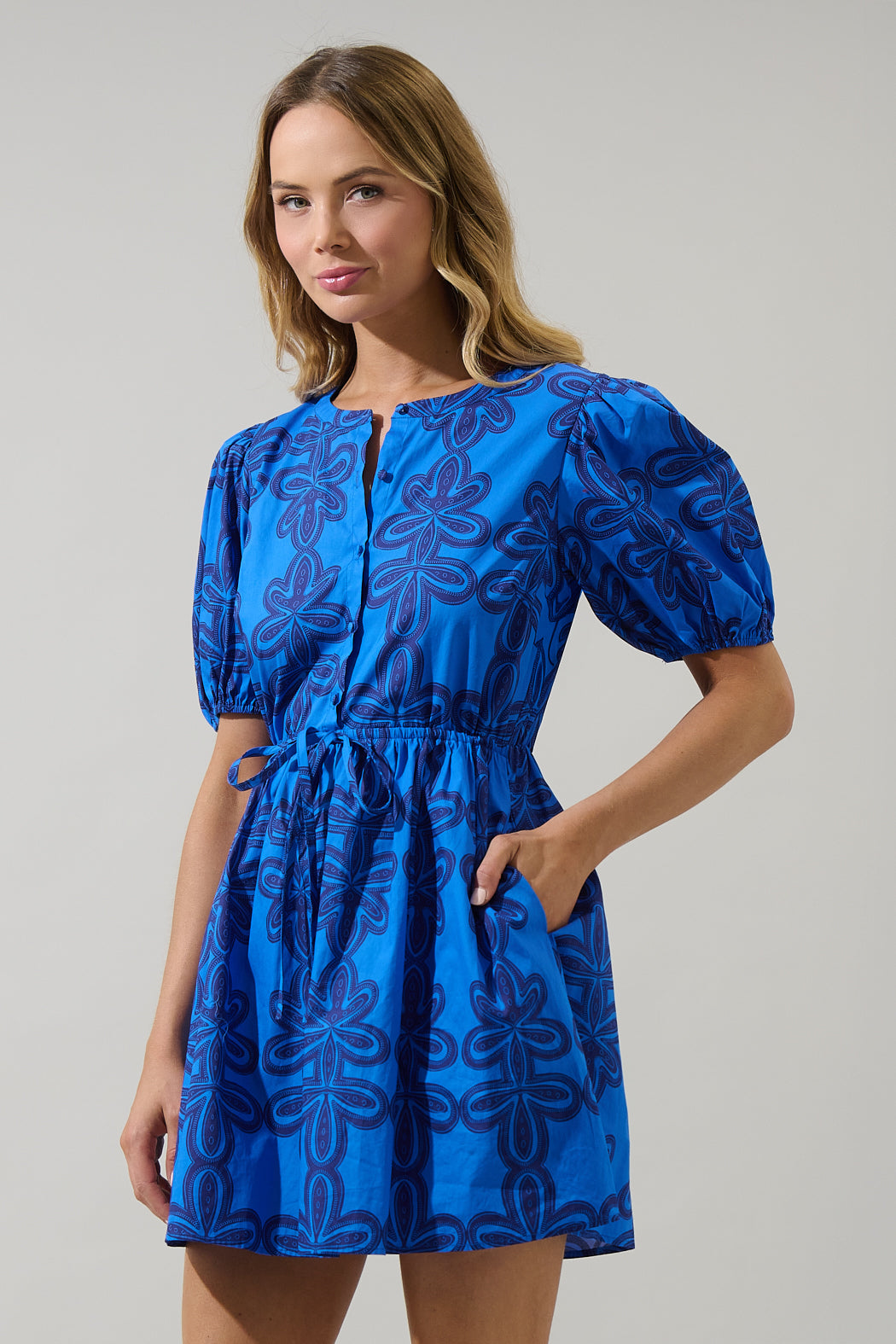 Romery Abstract Alba Puff Sleeve Mini Dress – Sugarlips
