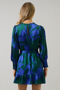 Busbee Floral Sevilla Satin Ruffle Dress